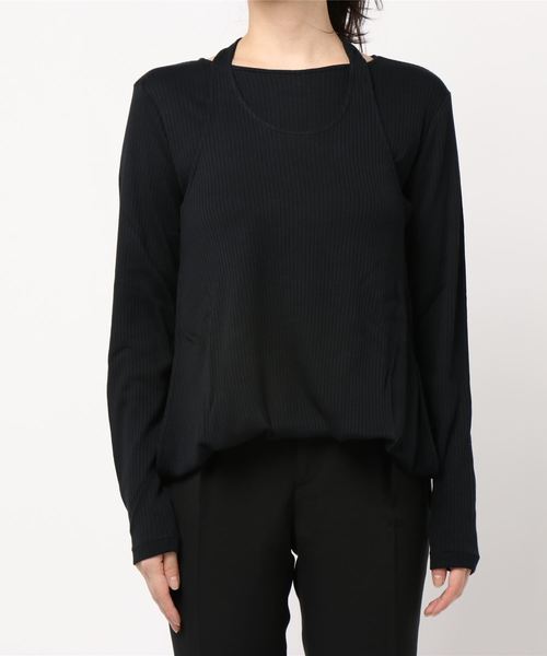 tシャツ Tシャツ (MAISON CHANTOISE)レイヤードカットソー 格安オンラインストア ロングスリーブT CHANTOISE MAISON Tシャツ/カットソー(七分/長袖)