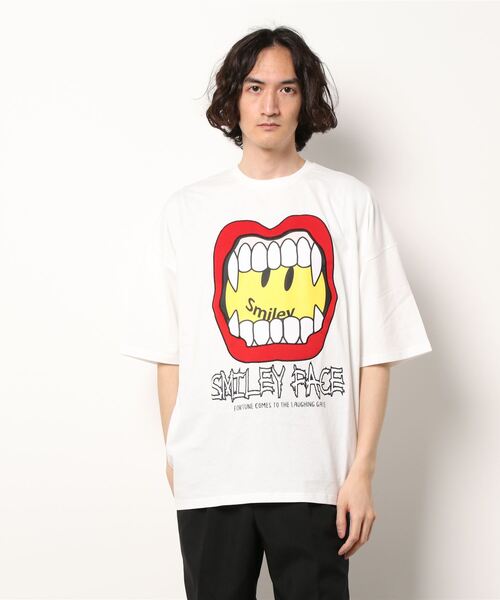 意外な笑顔【Dime】デンタルケア ロゴプリント Tシャツ JUGLANS tシャツ SMILEY FACE スマイルリップTEE メンズ