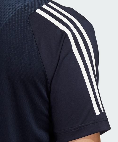 adidas - 【adidas GOLF/アディダス】3ストライプス半袖ポロシャツ・L・ネイビー adidas ポロシャツ スリーストライプス 半袖ストレッチボタン