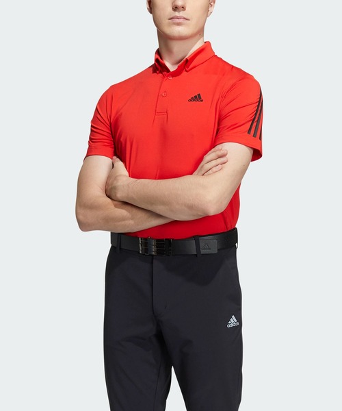adidas ポロシャツ スリーストライプス 半袖ストレッチボタン