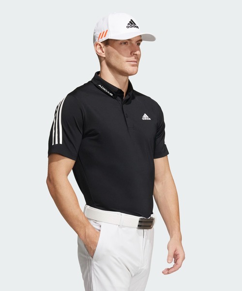 adidas ポロシャツ スリーストライプス 半袖ストレッチボタン
