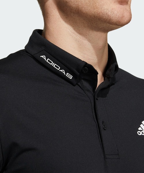 adidas - 【adidas GOLF/アディダス】3ストライプス半袖ポロシャツ・L・ブラック adidas ポロシャツ ポロ スリーストライプス 半袖ボタンダウン