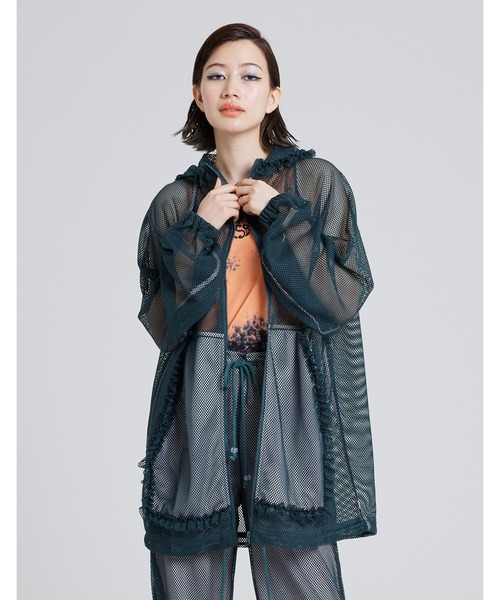 パーカー Mesh frill hoodie レディース メンズ
