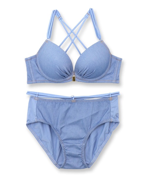 ブラジャー ショーツセット 水着のようなデニムで楽しむバッククロス×フロントホックしっかり盛って、デコルテ美人 「クロスデニム」 ブラジャーショーツセ | fran de lingerie | 12