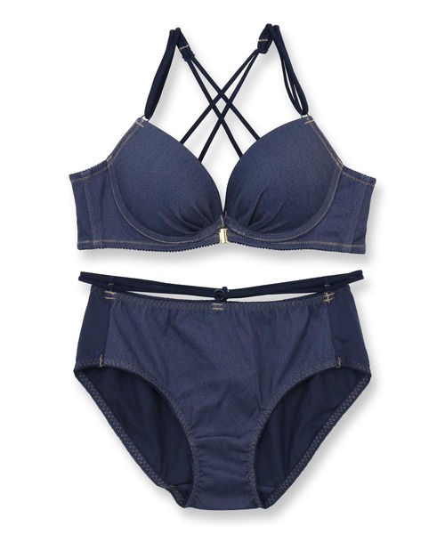 ブラジャー ショーツセット 水着のようなデニムで楽しむバッククロス×フロントホックしっかり盛って、デコルテ美人 「クロスデニム」 ブラジャーショーツセ | fran de lingerie | 13