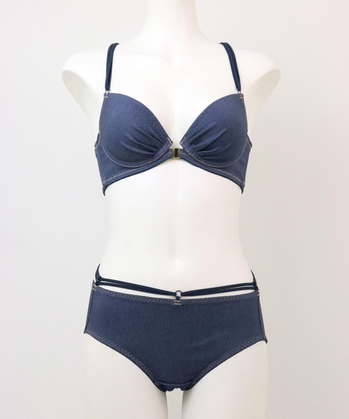 ブラジャー ショーツセット 水着のようなデニムで楽しむバッククロス×フロントホックしっかり盛って、デコルテ美人 「クロスデニム」 ブラジャーショーツセ | fran de lingerie | 15