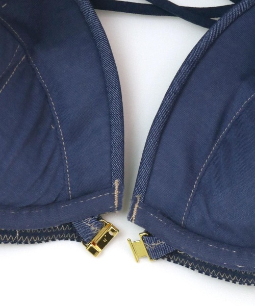 ブラジャー ショーツセット 水着のようなデニムで楽しむバッククロス×フロントホックしっかり盛って、デコルテ美人 「クロスデニム」 ブラジャーショーツセ | fran de lingerie | 17