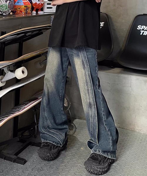 Ressaca（レサーカ） ジーンズ 切替デザイン ビンテージライク ワイド