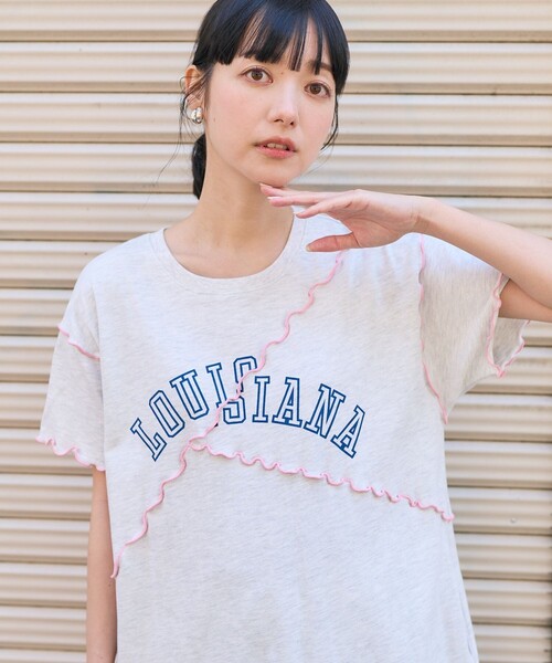 ワンピース レディース 配色メロー ロゴワンピース/カットワンピース/Tシャツワンピース｜zozo｜05