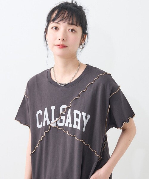 ワンピース レディース 配色メロー ロゴワンピース/カットワンピース/Tシャツワンピース｜zozo｜23