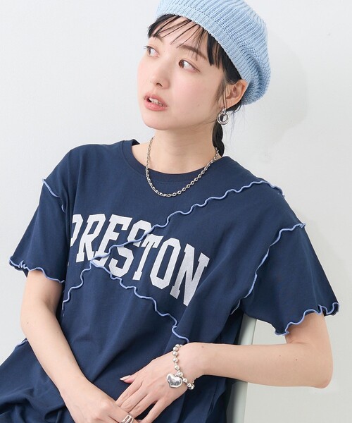 ワンピース レディース 配色メロー ロゴワンピース/カットワンピース/Tシャツワンピース｜zozo｜24