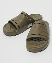 ロゴ【Timberland】Clairemont Way レザー スライド サンダル 黒 Women's Clairemont Way Slide Sandal