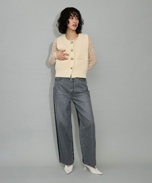 ADAM ET ROPE' FEMME 洗える　BIGボタンニットジレ ADAM ET ROPE' ニット セーター 「WEB限定・サステナブル