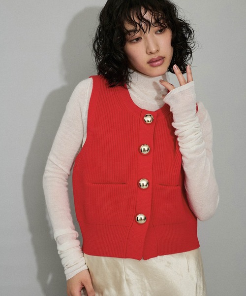 ADAM ET ROPE' アダムエロペ BIGボタンニットジレ ADAM ET ROPÉ FEMME(アダム エ ロペ ファム) / 【WEB限定