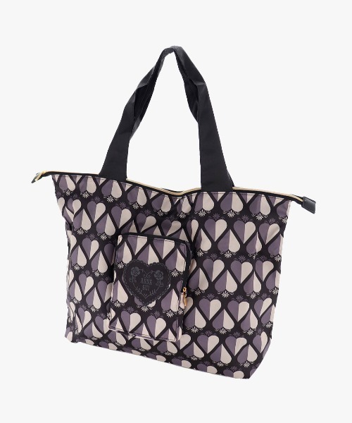ANNA SUI ハート柄 ハンドバッグ 黒　ブラック ANNA SUI エコバッグ ハート柄 ポケッタブルエコバッグ