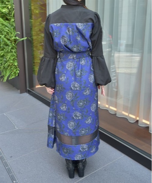axes femme ワンピース バルーンスリーブフラワーワンピース