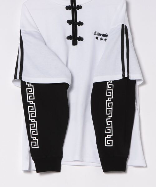tシャツ フェイクレイヤード チャイナ デザイン トップス レディース メンズ Revo. tシャツ フェイクレイヤード チャイナ デザイン トップス