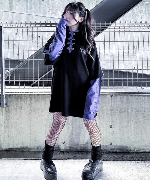 tシャツ フェイクレイヤード チャイナ デザイン トップス レディース メンズ Revo. tシャツ フェイクレイヤード チャイナ デザイン トップス