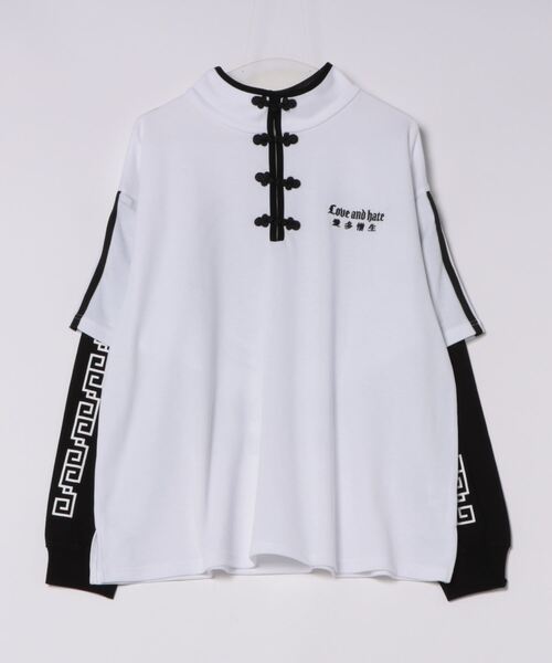 tシャツ フェイクレイヤード チャイナ デザイン トップス レディース メンズ Revo. tシャツ フェイクレイヤード チャイナ デザイン トップス