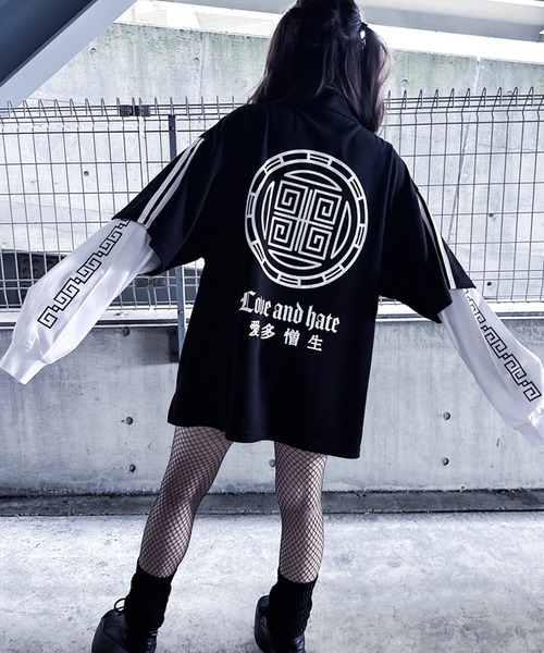 tシャツ フェイクレイヤード チャイナ デザイン トップス レディース メンズ Revo. tシャツ フェイクレイヤード チャイナ デザイン トップス