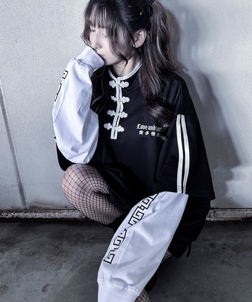 Revo. tシャツ フェイクレイヤード チャイナ デザイン トップス
