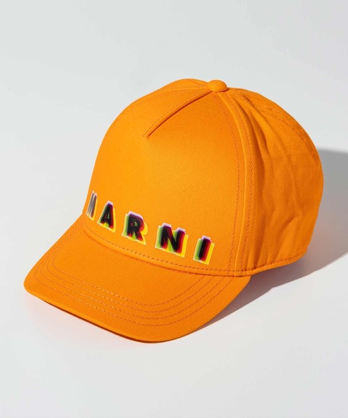かのほ　新作25SS⭐︎新品！マルニ 刺繍 ロゴ キャップ　Tシャツ14y アイボリー オーガニックギャバジン製ベースボールキャップ