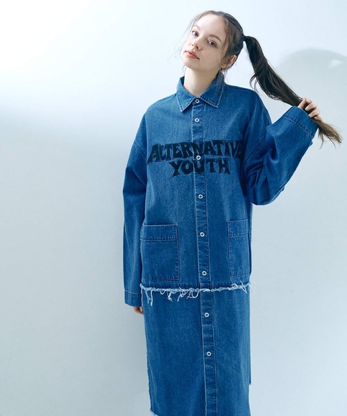 RNA シャツワンピース D1663 デニムロングシャツワンピース : ZOZOTOWN
