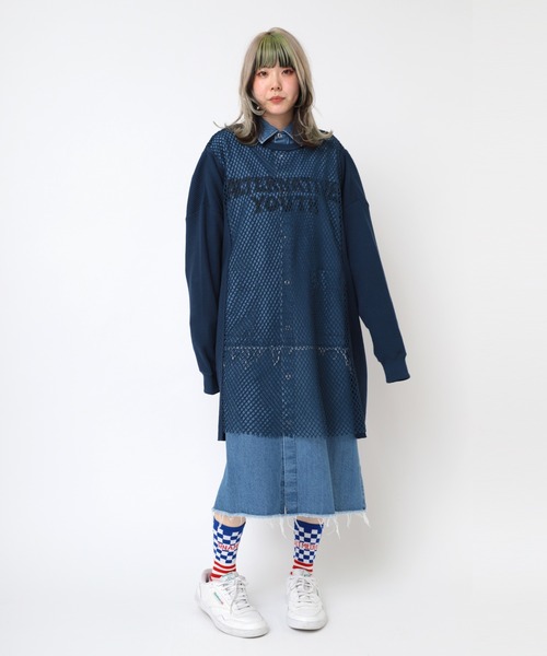 RNA シャツワンピース D1663 デニムロングシャツワンピース