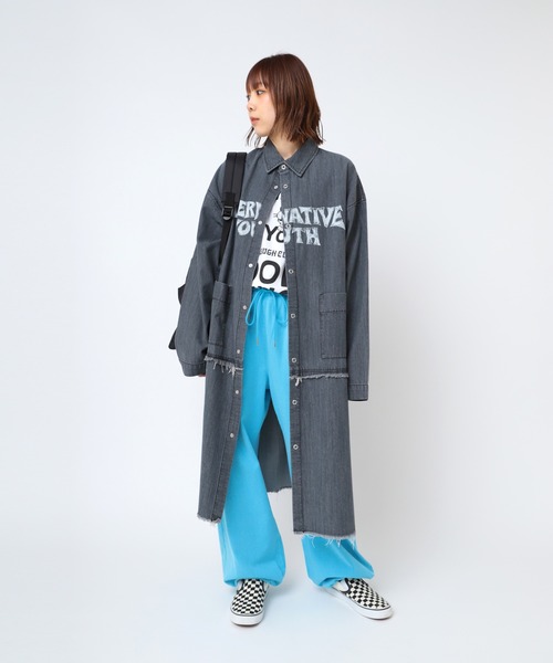 RNA シャツワンピース D1663 デニムロングシャツワンピース