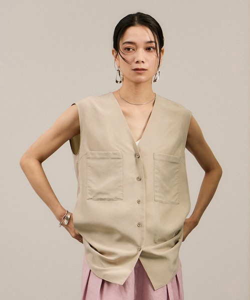ベスト ジレ 「25SS」GENTLE SILKジレ「セットアップ対応」 レディース