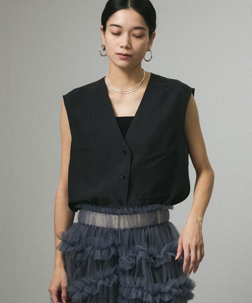 ベスト ジレ 「25SS」GENTLE SILKジレ「セットアップ対応」 レディース SALON adam et rope' ベスト ジレ 「25SS」GENTLE SILKジレ