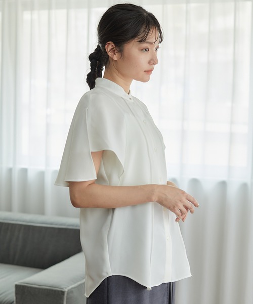 sale 【30%offにしました】public Tokyo の透け感ブラウス PUBLIC TOKYO 「PUBLIC TOKYO」 半袖ブラウス FREE アイボリー