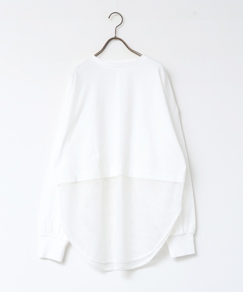 tシャツ メッシュドッキングプリントTシャツ レディース hunch tシャツ メッシュ ドッキングトップス レディース