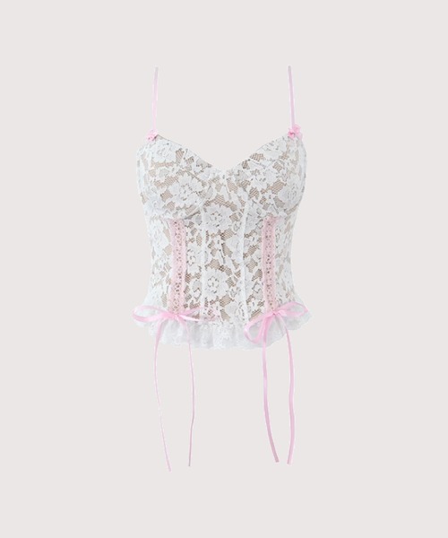 キャミソール レースアップピンクキャミ Lace Up Pink Cami