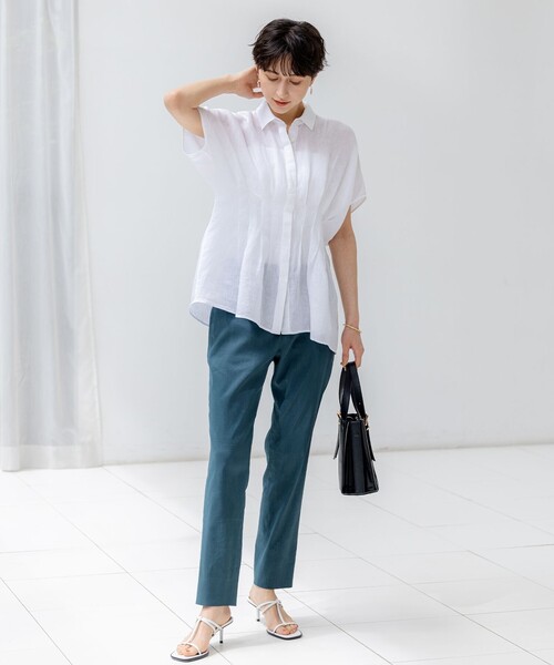 23区（ニジュウサンク） パンツ 「洗える」リネンレーヨンストレッチ