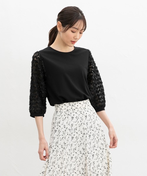 Honeys（ハニーズ） tシャツ 6分袖レース使いトップス レディース