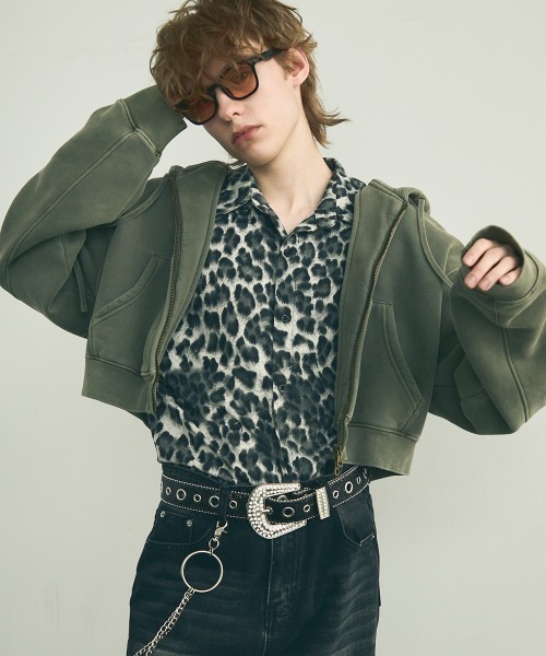 Shoowtime パーカー Pigment dye short length double zip