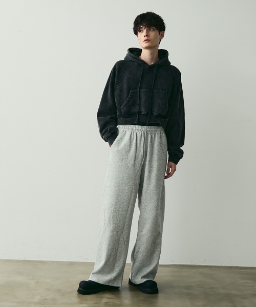 トップス double zip short hoodie Shoowtime パーカー Pigment dye short length double zip