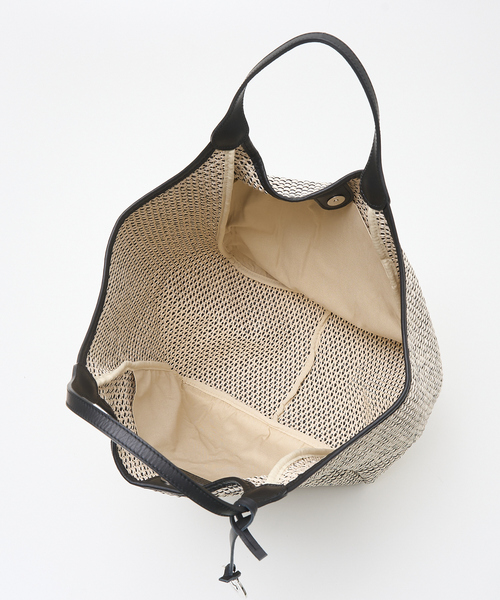 【美品】MARCO MASI　カゴトート　ラフィア×レザー　ブラック　メッシュ MARCO MASI かごバッグ カゴバッグ 「MARCO MASI」「別注