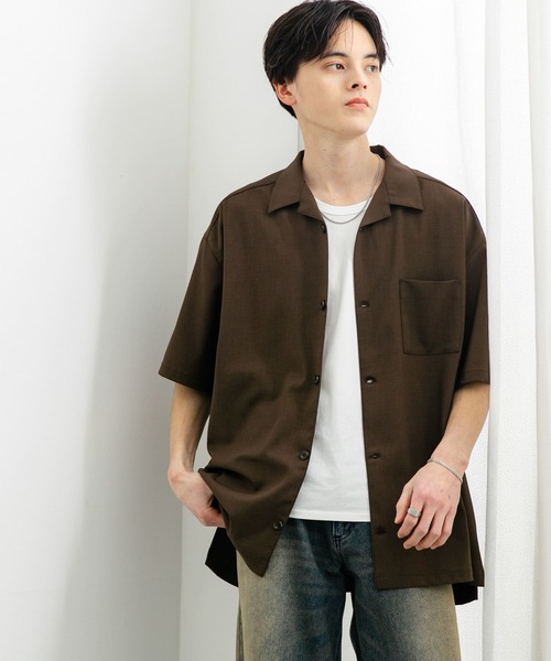 日本未入荷 HARSH AND CRUEL 半袖 シャツ 新作 ルーズ 男女兼用 LURAKU シャツ 「LURAKU」Half Sleeve Regular Collar Shirt