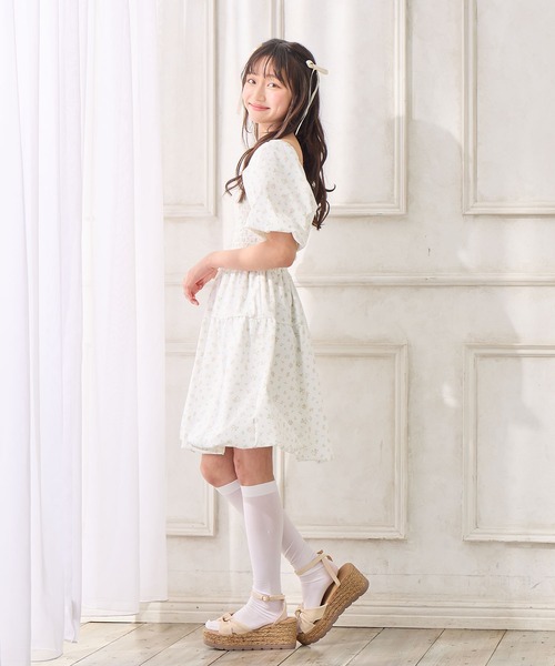 ★9キッズ★　ハンドメイド子供服　ワンピース X-girl Stages ワンピース サガラ刺しゅうフードボアパーカ