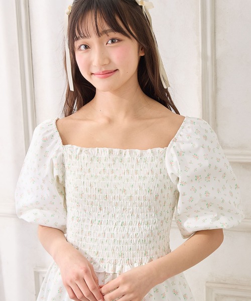 Amourire girl ワンピース 小花柄エステルツイルワンピース