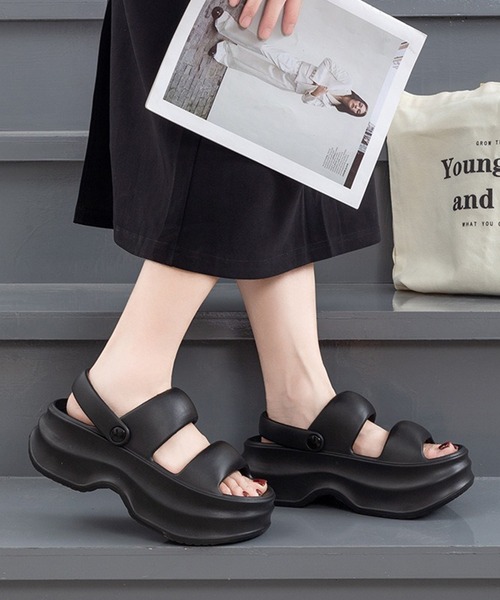 Lace Ladies サンダル 2WAY バックストラップ付き EVA 厚底