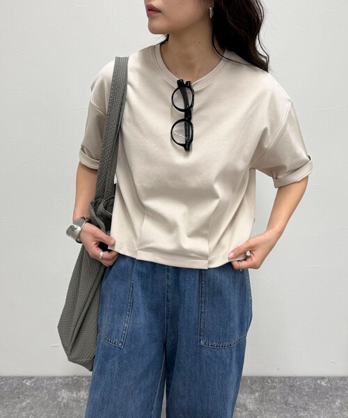 tシャツ 後ろ裾タックプルオーバー レディース AMERICAN HOLIC tシャツ 接触冷感裾タックカットプルオーバー