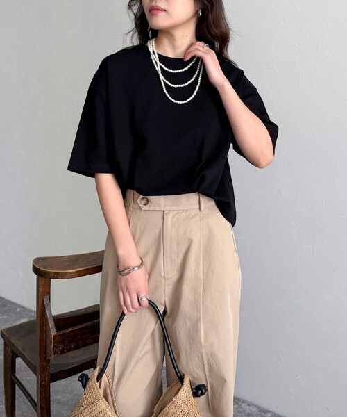 fredy emue tシャツ ポンチ裾タック5分袖プルオーバー