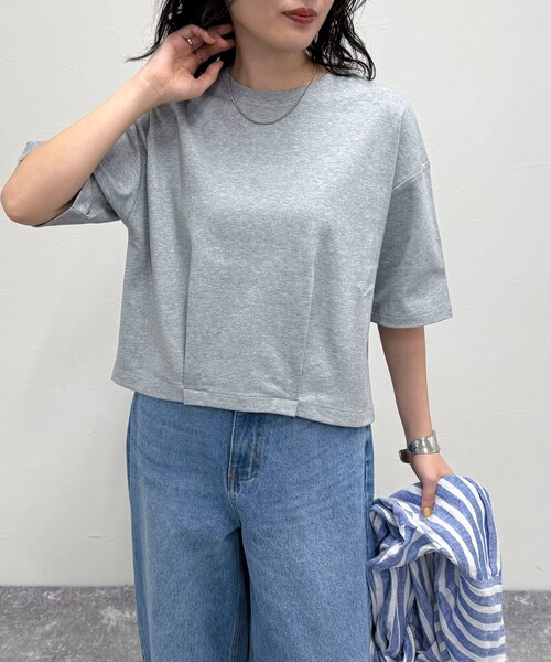 tシャツ 後ろ裾タックプルオーバー レディース fredy emue tシャツ ポンチ裾タック5分袖プルオーバー