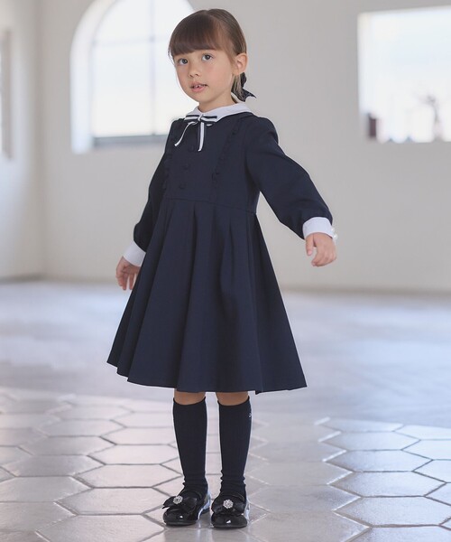 any FAM KIDS 長袖 フレアワンピース ネイビー　160号 総柄 サマーワンピース / any FAM KIDS | ファッション通販