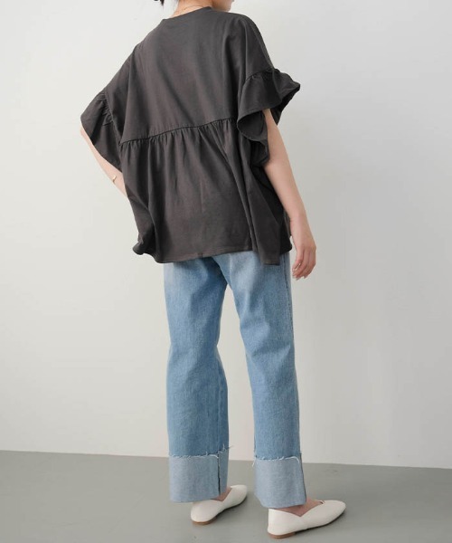 Drawer - CYCLAS フリル　シルク　カットソー　Tシャツ Drawer - CYCLAS フリル シルク カットソー Tシャツの通販 by