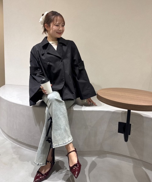 RANCLIC トレンチコート コート ベルスリーブショートトレンチコート