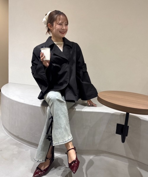 RANCLIC トレンチコート コート ベルスリーブショートトレンチコート